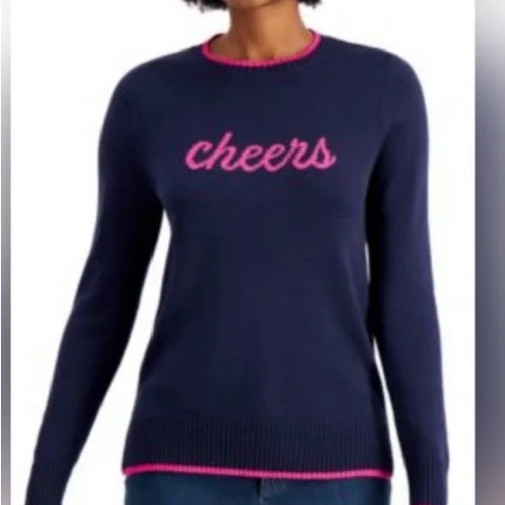 Charter Club Navy “Cheers” Sweater - EUC sz M